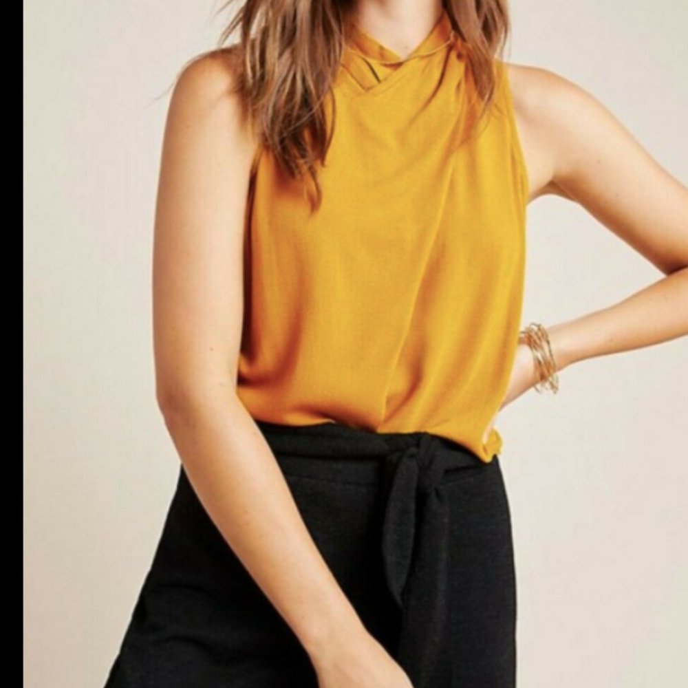 Maeve Draped Sleeveless Button-Back Top Size 8